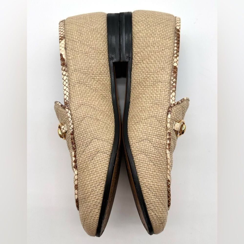 Gucci Jordaan Quilted Loafers Raffia Elaphe Straw Matelasse Horsebit EU38.5US8.5 - Picture 6 of 12